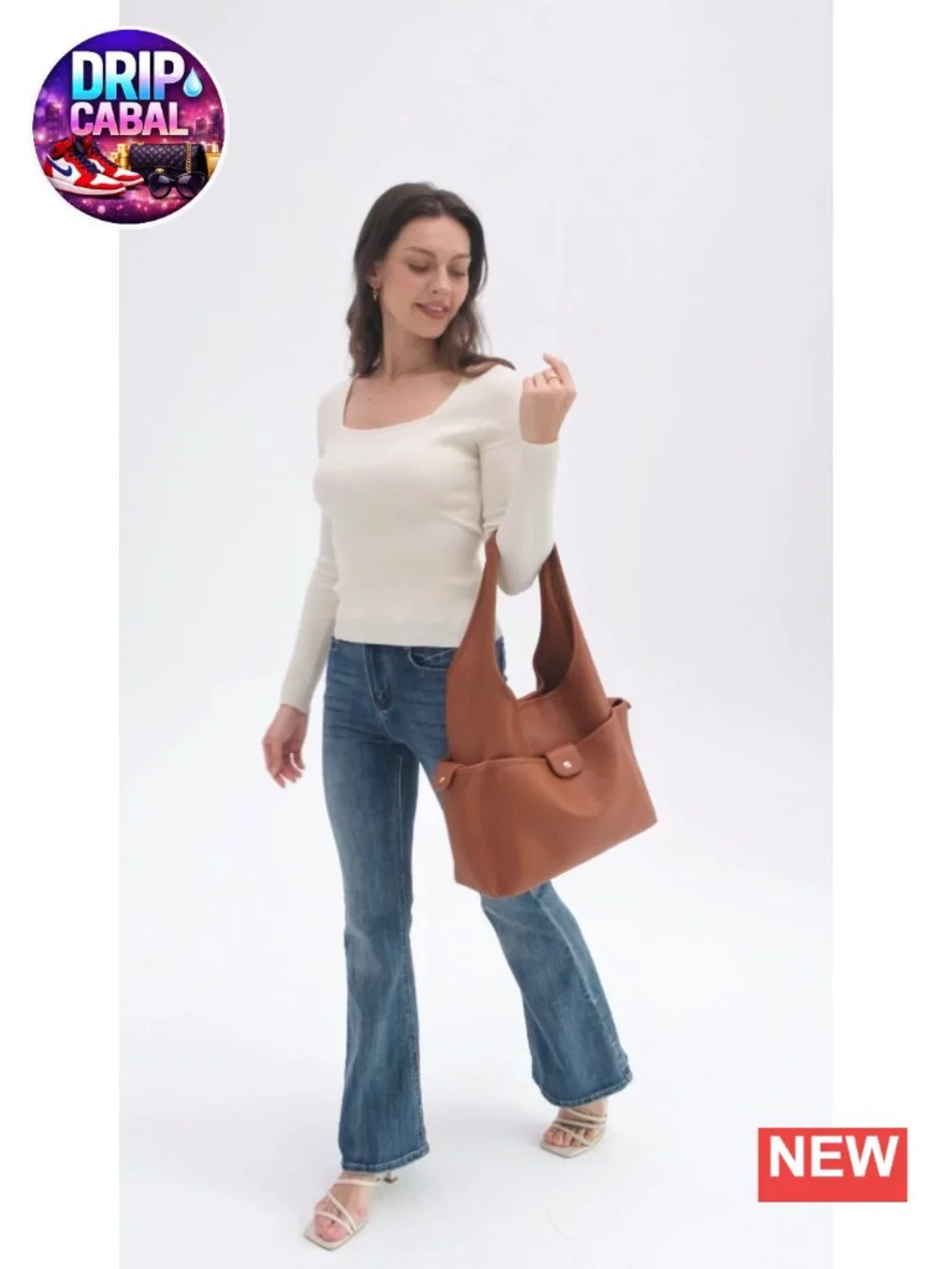 Soft Faux Leather Hobo Bag Women Multi-Pocket Shoulder Purse Magnetic Closure